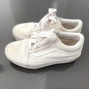 Vans Old Skool White Floral Platform Sneakers